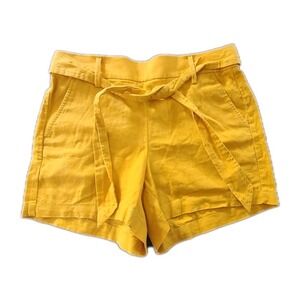 J.Crew linen blend tie waist short Size 6 Mustard NWT